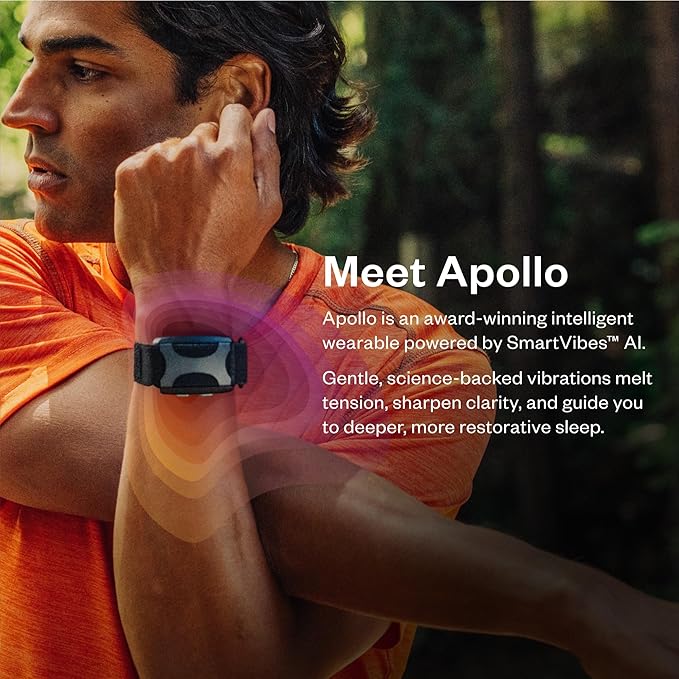 Bundle of Apollo Neuro Wearable (Glacier) & 12-Month SmartVibes AI Membership + Sleep Band (Gray)