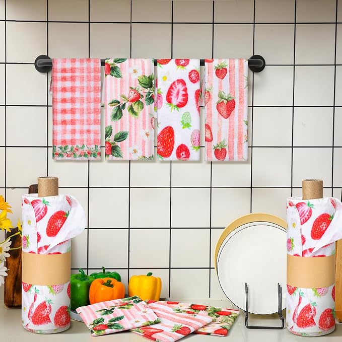 Reusable Kitchen Cloths Cotton Towel, 36 Pack, Strawberry - Image 3