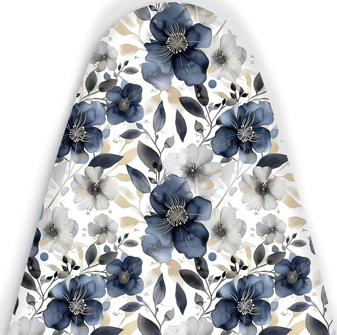 Vintage Ink Navy Blue Peony Florals 15"x54" Ironing Board Cover - Image 6