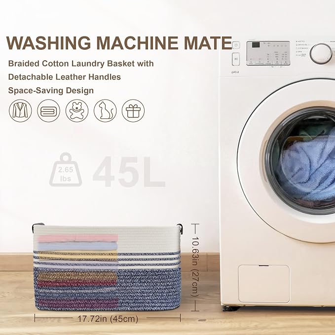45L Woven Laundry Basket Hamper - Image 7