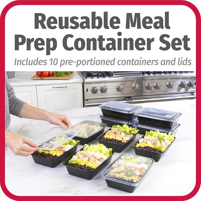 GoodCook Meal Prep Containers, Single Compartment 10-Pack, BPA-Free Reusable - Image 7
