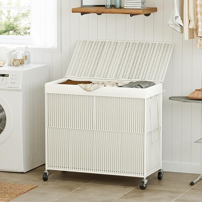 WOWLIVE Laundry Basket 3 Section, Handwoven Laundry Hamper - Image 2