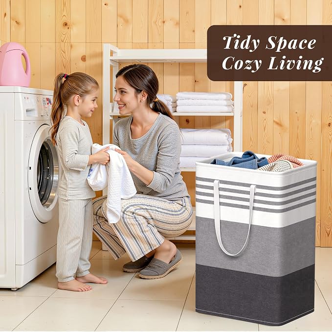 WOWBOX 2 Pack Laundry Baskets, Collapsible Dirty Clothes Laundry Hampers - Image 7