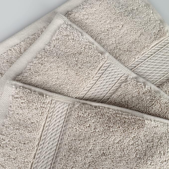 SUPERIOR Egyptian Cotton Ultra Plush & Absorbent, 8 Piece Set, Stone | Quick Dry - Image 7