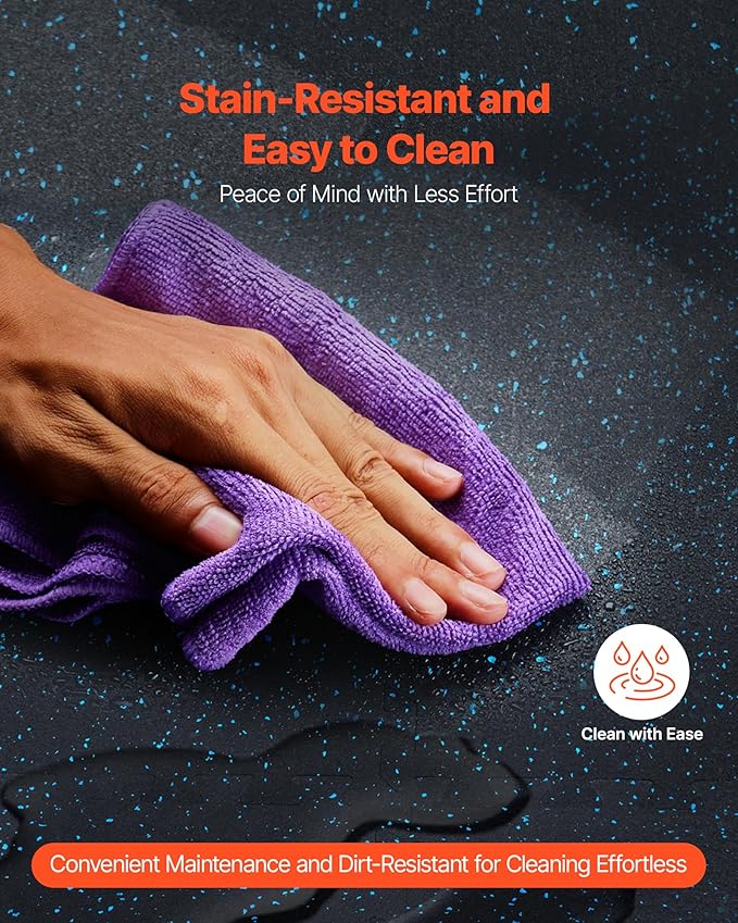 VEVOR 0.56Inch 100sq.ft 25 Tiles Gym Flooring for Home Gym, Rubber Top with High Density EVA Foam, 25 x 25In Gym Floor Exercise Equipment Mats, Interlocking Gym Mats, Puzzle Workout Mats, Black & Blue