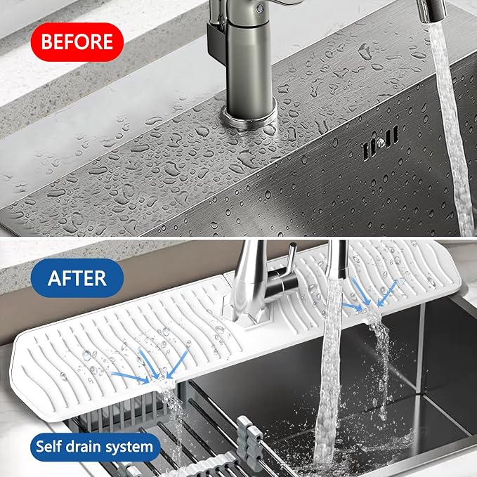 Kitchen Sink Splash Guard-24 x 5.8'' Ultrathin Silicone Sink Mat Splash Guard - Image 4