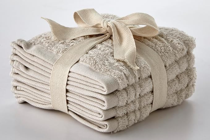 SKL Home CloudSoft Washcloth Set, 100% Cotton Luxury, Oatmeal | Premium - Image 3