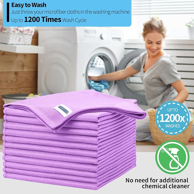 Microfiber Cleaning Cloth, 12 Pack Window Glasses Cleaning Cloth, Reusable - Image 6