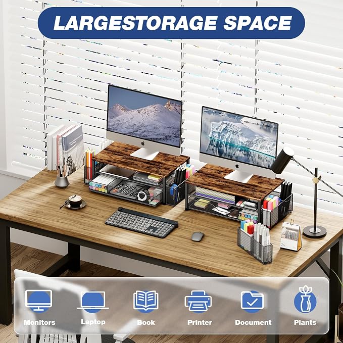 Desk Organizer and Accessories, 2-Tier Computer Monitor Stand Riser - Image 4