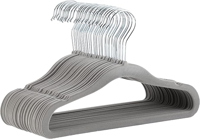 Amazon Basics Kids Velvet Non-Slip Space Saving Clothes Hangers by AmazonBasics