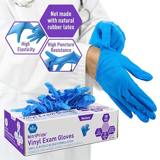 MED PRIDE Nitrile/Vinyl Blend Exam Gloves, Powder-Free - Image 3