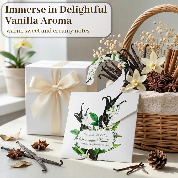 24 Pack Vanilla Sachets for Drawers and Closets, Natural Closet Freshener - Image 2