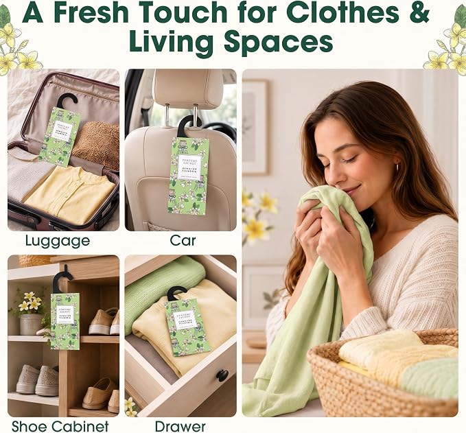 Large 12 Packs Hawaiian Plumeria Hanging Scented Sachets Long-Lasting Closet - Image 3
