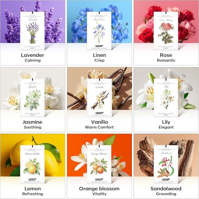 MYARO 12 Pack Vanilla Scented Sachets, Closet Deodorizer Car Air Freshener - Image 6