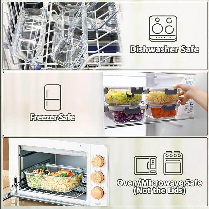 M MCIRCO 8 Pack, 30 oz Glass Food Storage Containers - Image 4