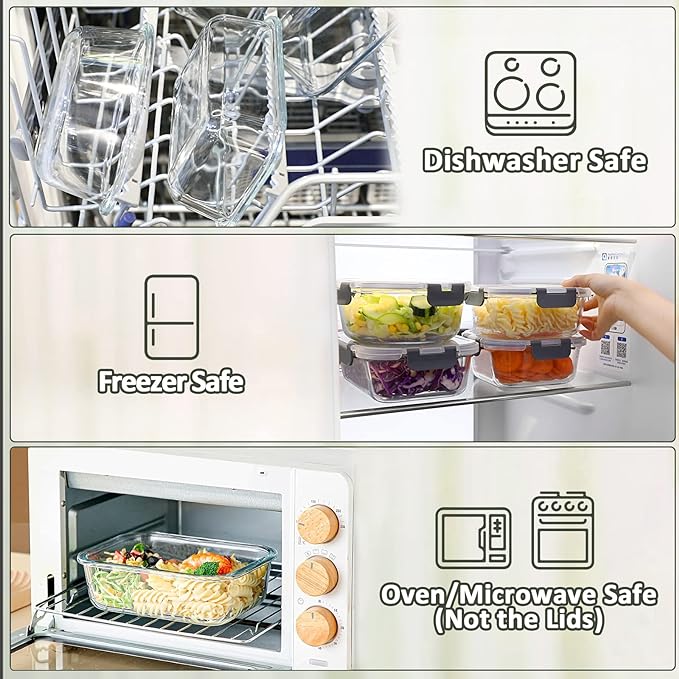 M MCIRCO 5 Pack 36 oz Glass Food Storage Containers - Image 4