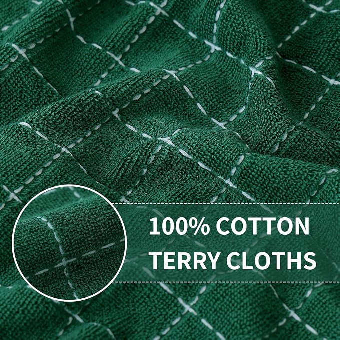 Homaxy Kitchen Towels and Dishcloths Set, Dark Green - Image 2