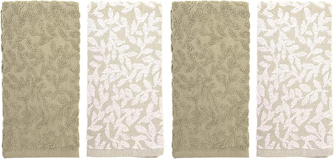 4 Pack Hand Towels, Cotton Sage Green and White Floral Kitchen Towel, Soft and - Image 9