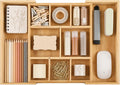 Bamboo Drawer Organizer Expandable Desk Storage Set, 10 Adjustable Compartment by EHME+EHME+EHME