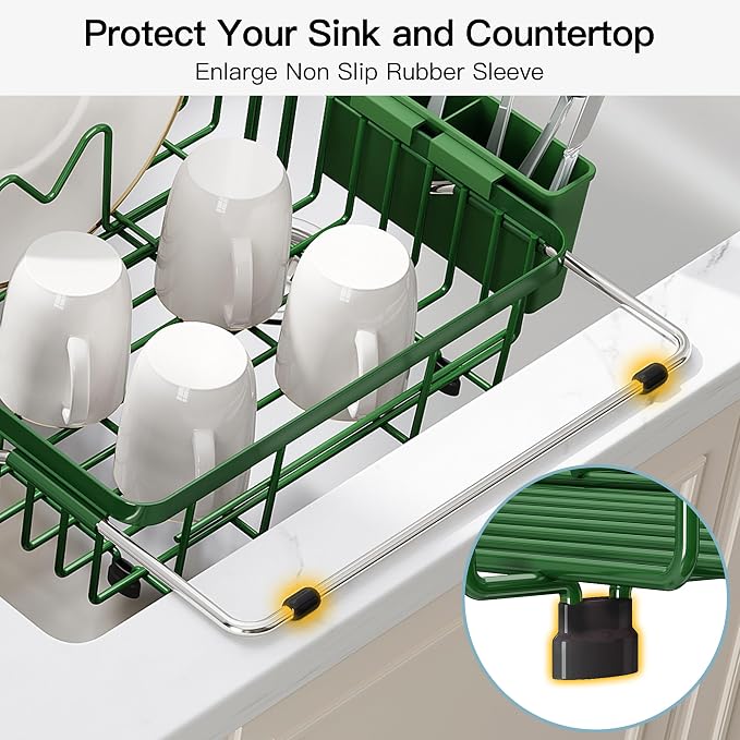 JASIWAY Green Dish Drying Rack Over the Sink - Image 7