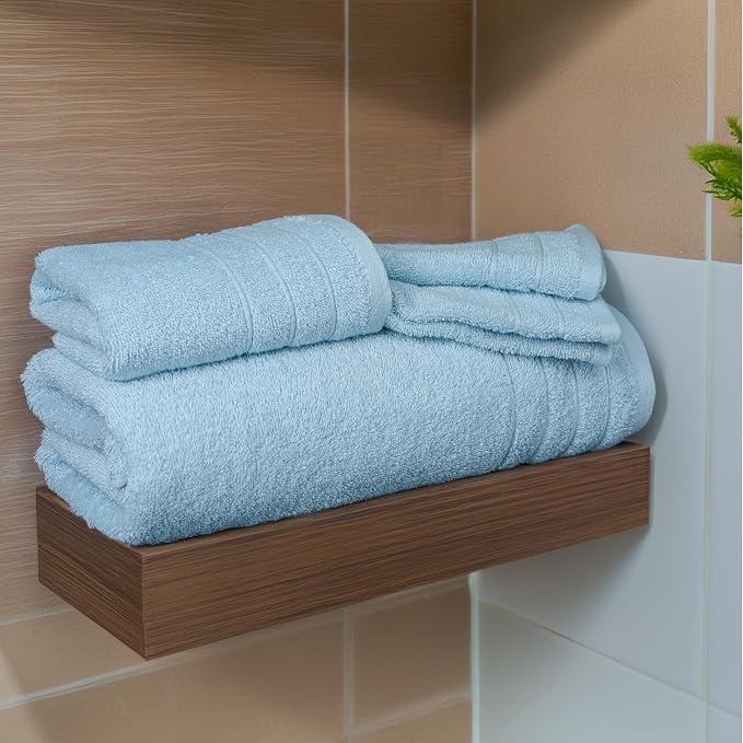 8 Piece Towel Set, 2 XL Bath, 2 Hand, 4 Washcloth, Sky Blue | 100% Cotton - Image 2