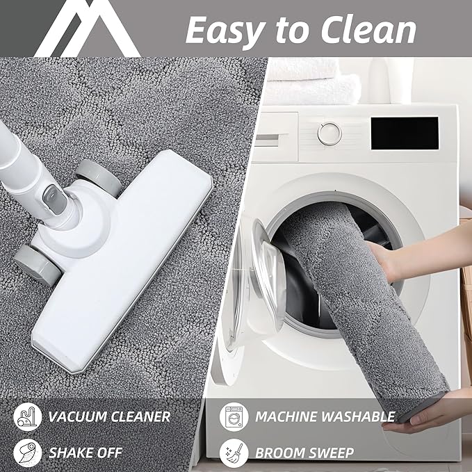 COSY HOMEER Soft Kitchen Floor Mats for in Front of Sink Super Absorbent Rugs and 20"x59" Non-Skid Mat Standing Washable,Polyester,Grey