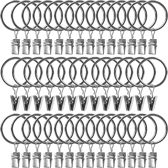 40 Pack Curtain Rings with Clips, Drapery Clips with Rings, Drapes Rings 1.26 by AMZSEVEN