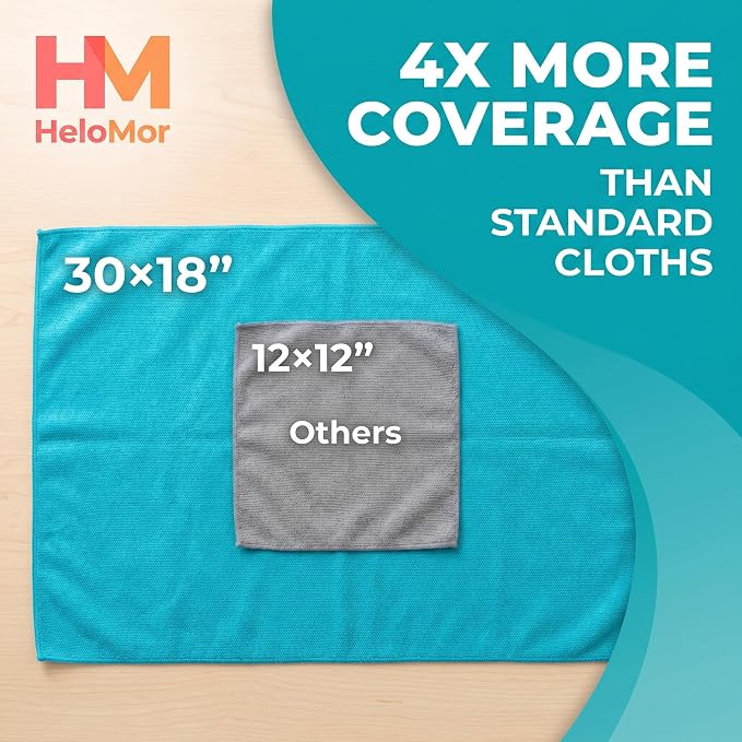 HELOMOR 3 Extra Large Microfiber Cleaning Cloths, Reusable Multi-Purpose - Image 2