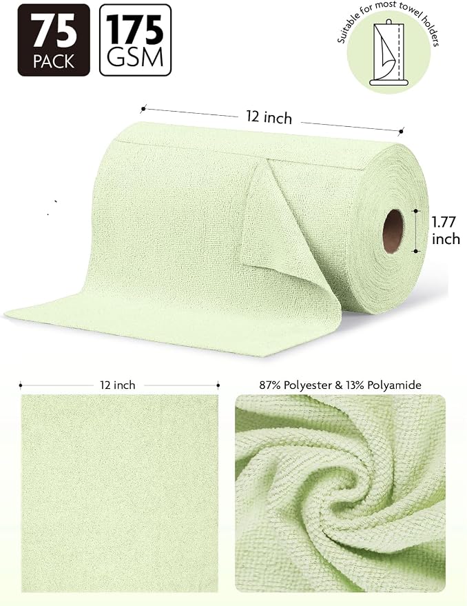Fantasticlean Microfiber Cleaning Cloth Roll- 75 Sheets, Tear-away Microfiber - Image 6