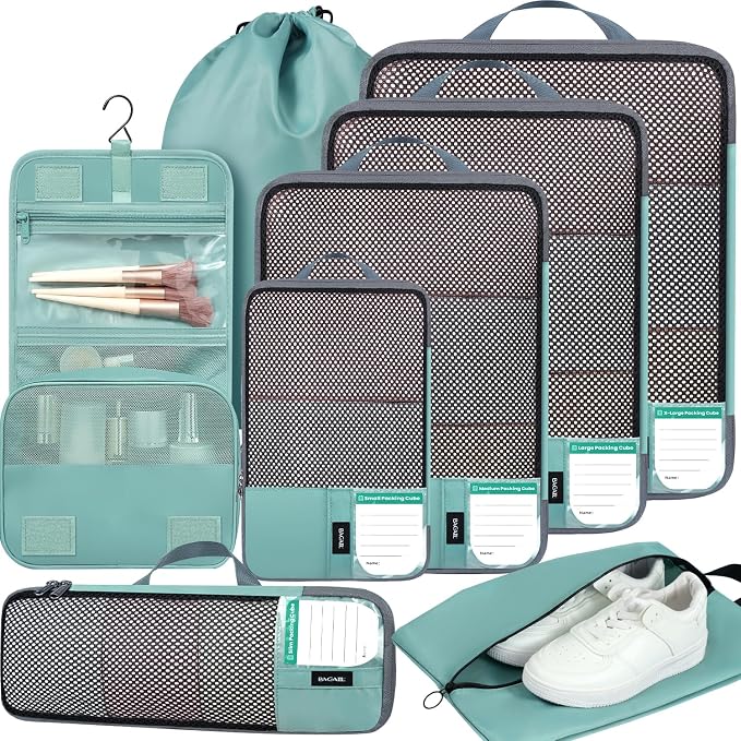 BAGAIL 4 Set/6 Set/8 Set Compression Packing Cubes Travel Accessories by BAGAIL