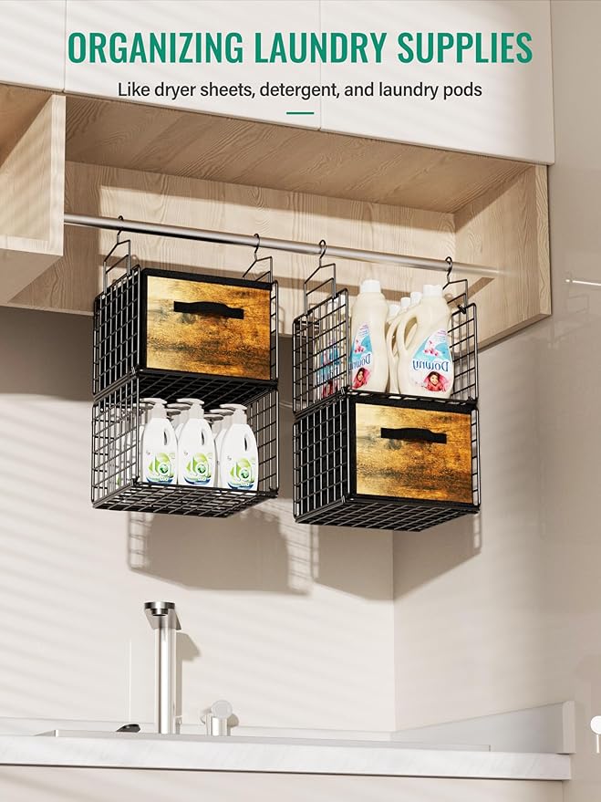 Hanging Closet Organizer with Drawers, 4 Tier Metal Closet Organizers and - Image 6