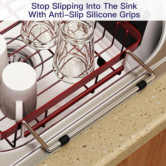 Red Dish Drying Rack Over The Sink - Image 6