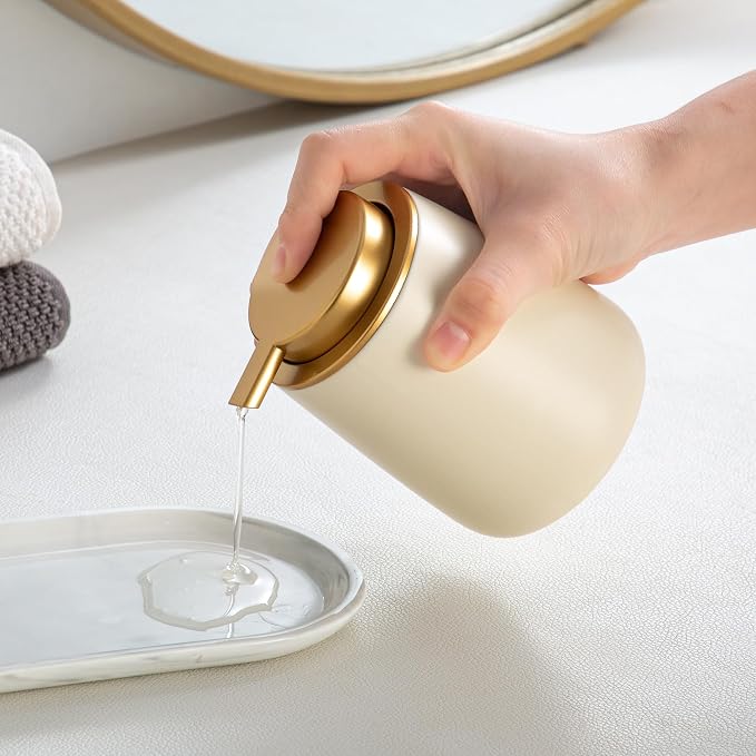 Enra Gold Ceramic Soap Dispenser, Hand Soap Dispenser - Image 5