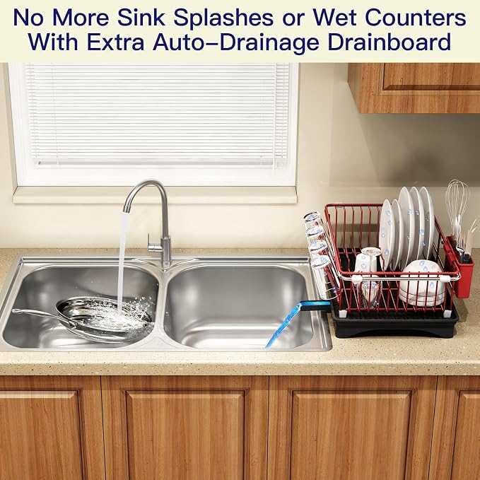 Red Dish Drying Rack Over Sink - Image 5