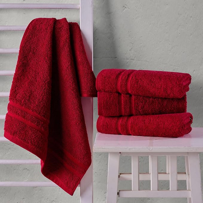 Hawmam Linen Red Hand Towels 4 Pack Turkish Cotton Premium Quality Soft and - Image 2