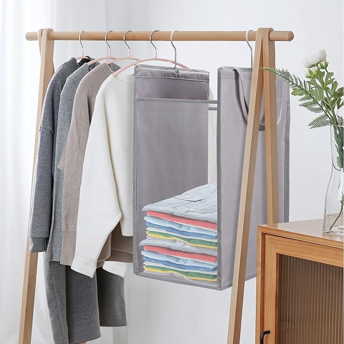 FENTEC Hanging Laundry Hamper，2 Pack Grey Hanging Laundry Basket - Image 2