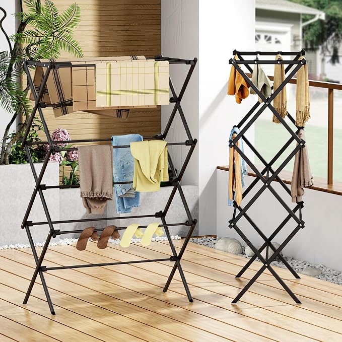 Drying Rack Clothing, 3-Tier Clothes Drying Rack Foldable, Antirust Laundry - Image 4