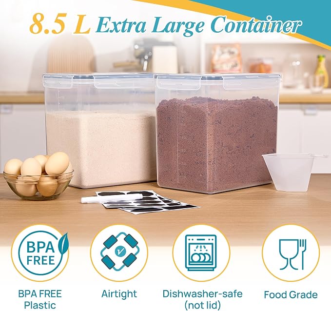 Vtopmart 8.5L Extra Large Flour Sugar Storage Containers, Airtight Seal - Image 3