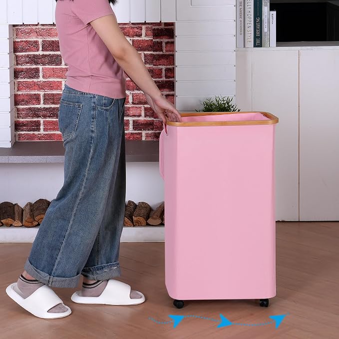 IEGrow Laundry Hamper with Wheels, 74L Laundry Basket with Bag - Image 5