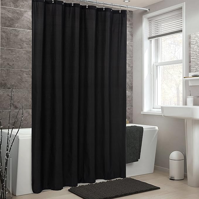 ALYVIA SPRING Waterproof Fabric Shower Curtain or Liner Black - Image 6