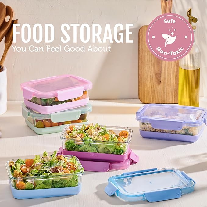 Ello Duraglass Refresh 3.4 Cup Meal Prep Containers, Dusk Delight | Glass meal - Image 7