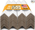 24" x 2" x 2" Reinforced Cardboard Edge Protectors, White (Pack of 100) – 0.12" Thick Medium-Duty Cardboard Corner Protectors for Shipping – American Quality V-Board Pallet Edge Guard