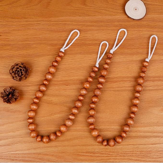 KLOGTSIND Wood Bead Curtain Tiebacks, 6 Pack Curtain Tie Backs - Image 6