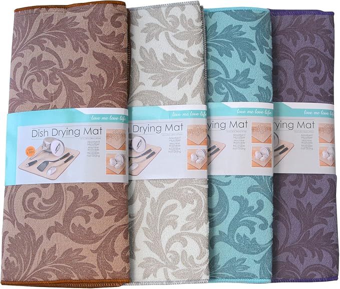 4PCS Large Dish Drying Mat, Absorbent Microfiber Pad by RUIFYRAY