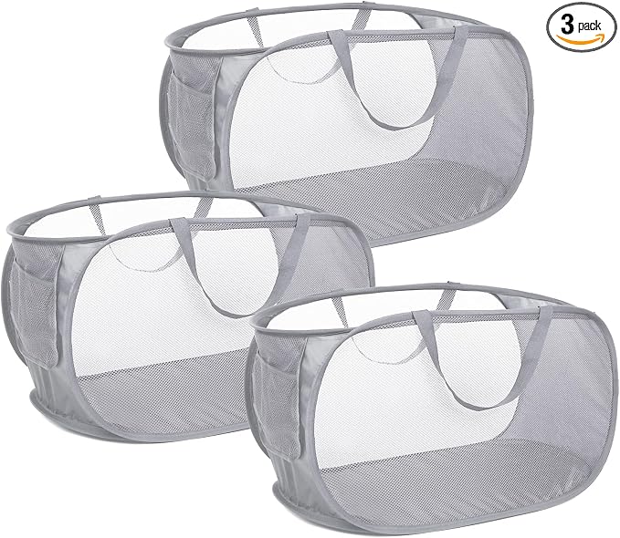 3 Pack Collapsible Laundry Baskets, Foldable Laundry Basket by Bemkoo