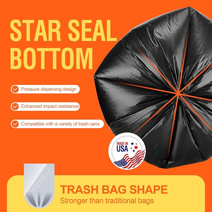 Delxo 30-33 Gallon Trash Bags, Durable Plastic Bolsas para basura, Perforated - Image 4