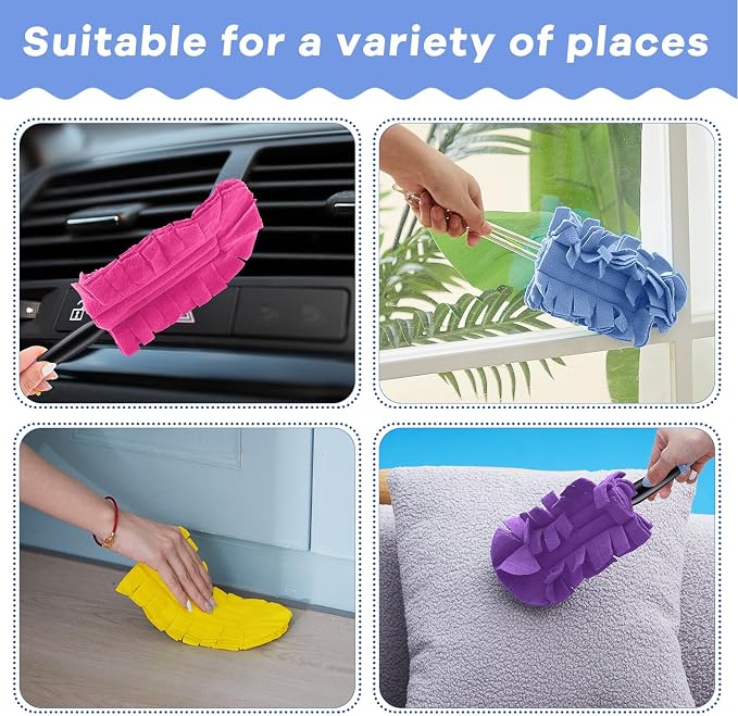 Zubebe 12 Pcs Reusable Duster Refills Fleece, Bright Color | Soft Polyester - Image 4
