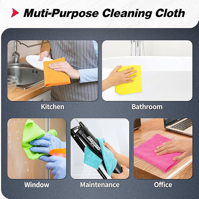 FIXSMITH Microfiber Cleaning Cloth, 200 Pack Shop Towels, Lint-Free Car Wash - Image 6