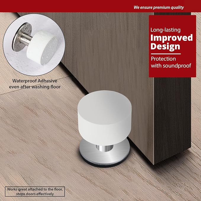 2 Pack Door Stoppers Stop with Extra Stickers, Self-Adhesive Door Stops with - Image 4