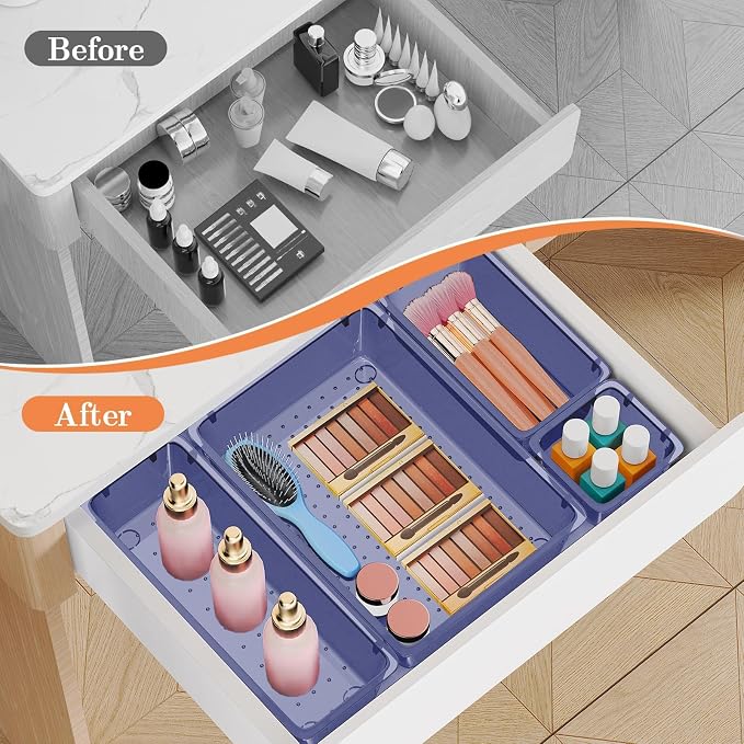 SpaceHacks 25 PCS Plastic Drawer Organizer, 4-Size Versatile Organizer Trays & - Image 4